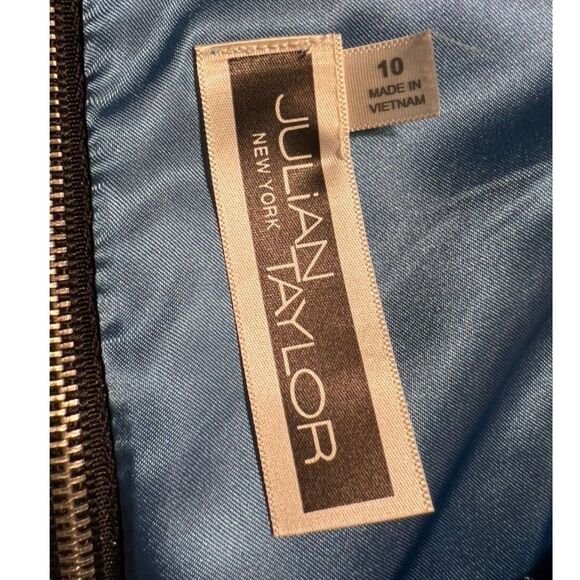 Julian Taylor New York Retro Style Fit & Flare Dress Bow Belt SZ 10 Black White - Picture 8 of 14